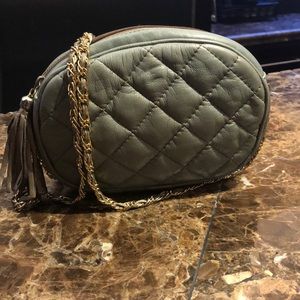 Quilted Leather Crossbody Tassel  Bag.